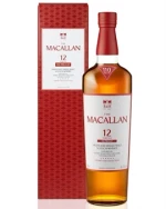 Macallan Sherry Oak 12 år 110 Proof flaske med rød æske og dyb ravgylden whisky